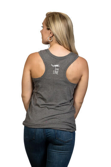 Nine Line Apparel American Flag Schematic womens tank top shirt in grey from back